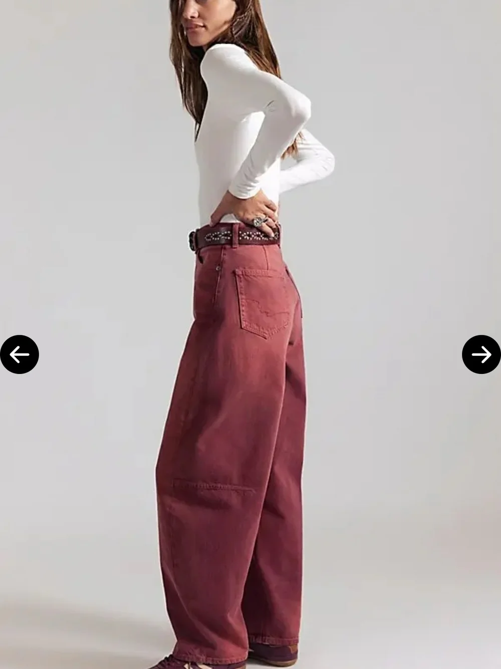 NWT Free People We The Free Bodie Arc Barrel Jeans In Sangria High Rise 27